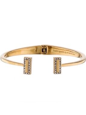 Kate Spade "Raising the Bar" Gold Pave Hinged Cuff - Gold / Clear